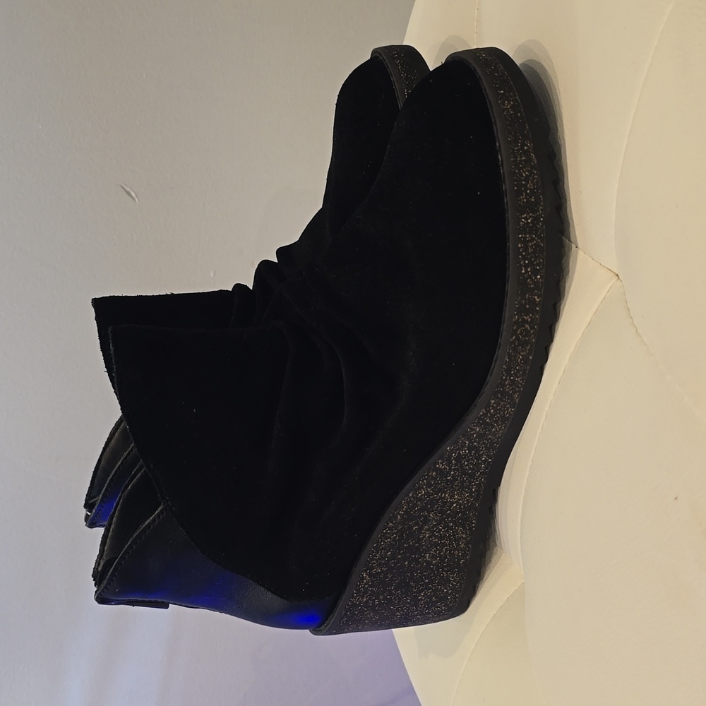AERTEX Black Kara weather proof wedge boots leather 7 1/2 New Arch Support FALL - Picture 6 of 7